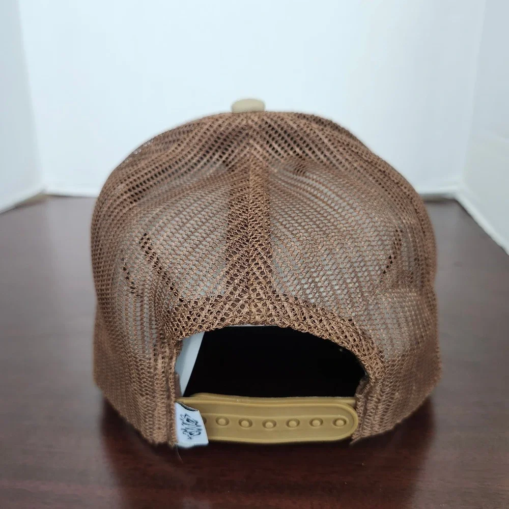 Salt Water Soul Trucker Hat Tan Brown Marlin Fish Mesh Back Snapback Cap Mens OS